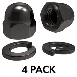 M12 DOME NUT with WASHER  BLACK  4pk